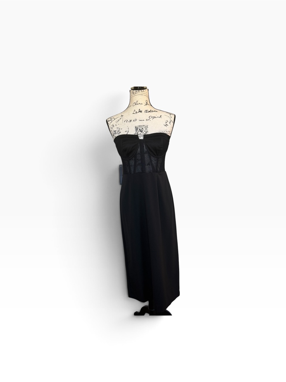 Hutch Selene Corset Black Lace Strapless Midi Dress Dark Romance Witchy Size 8
